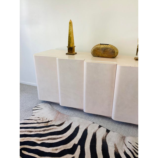 Vintage 1980s Post Modern Sculpted Front 5 Door Credenza Cabinet Hollywood Regency / Modern Style For Sale - Image 15 of 15