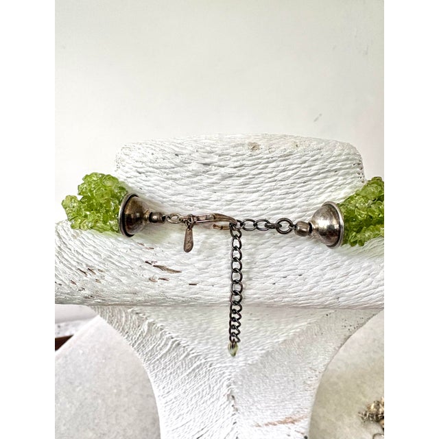 Vintage Multi Strand Peridot and Sterling Silver Necklace For Sale - Image 4 of 4