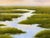 Green Large Square Winding Marsh Creek Painting - 48x48 For Sale - Image 8 of 9