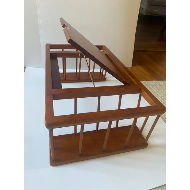 1980s Mid-Century Modern Wooden Bed&Breakfast Serving Tray/Lap Desk/Magazine Rack For Sale - Image 5 of 12