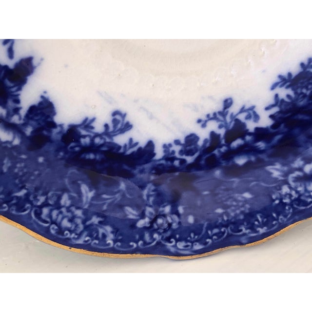 Ceramic Antique Ridgway Dundee Flow Blue Saucer For Sale - Image 7 of 11