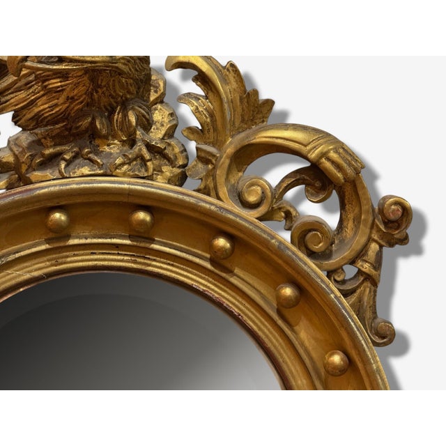 Gold Federal Style, Giltwood, Convex Mirror, Regency Wall Mirrors, England, 19th C. For Sale - Image 8 of 12