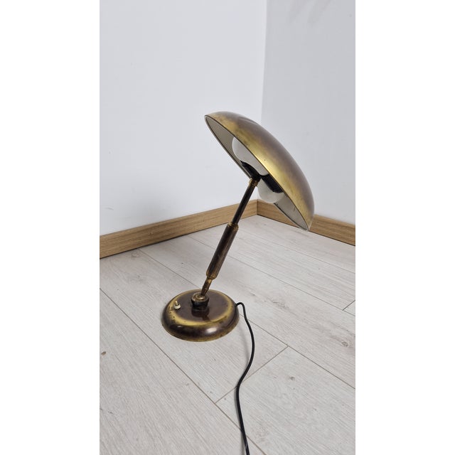 Brass Table Lamp Double-Joint Adjustable Tilting Lampshade, 1950s For Sale - Image 11 of 13