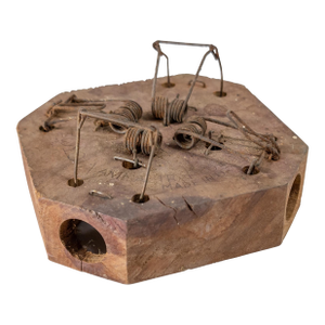 Mid-Century Artistic Found Object Wire and Wood Mousetrap by Victory