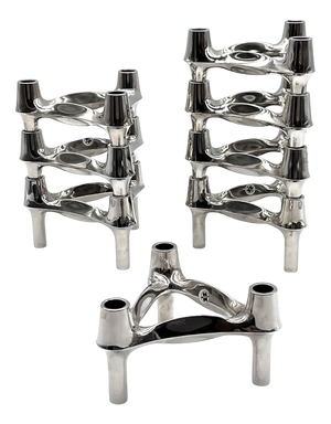 Modular Candleholders in Chrome-Plated Metal, Germany, 1960s, Set of 8