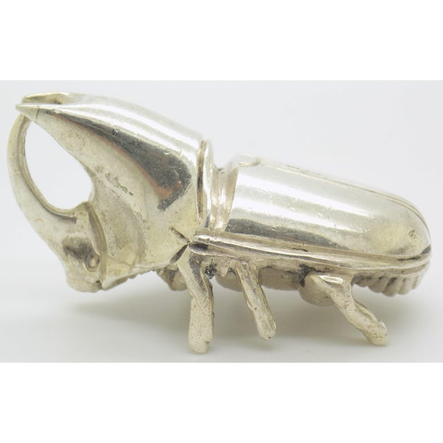 Italian Vintage Italian Handmade Genuine Silver 1940s 1950s Rare and Heavy Hercules Beetle Figurine For Sale - Image 3 of 15