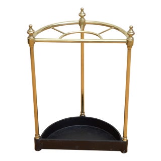 Edwardian Brass Umbrella Stand, Dog Tooth Tray, English, 1900 For Sale