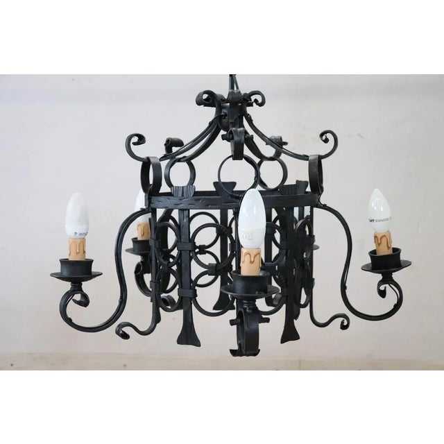 Vintage Chandelier in Iron, 1940s For Sale - Image 10 of 13