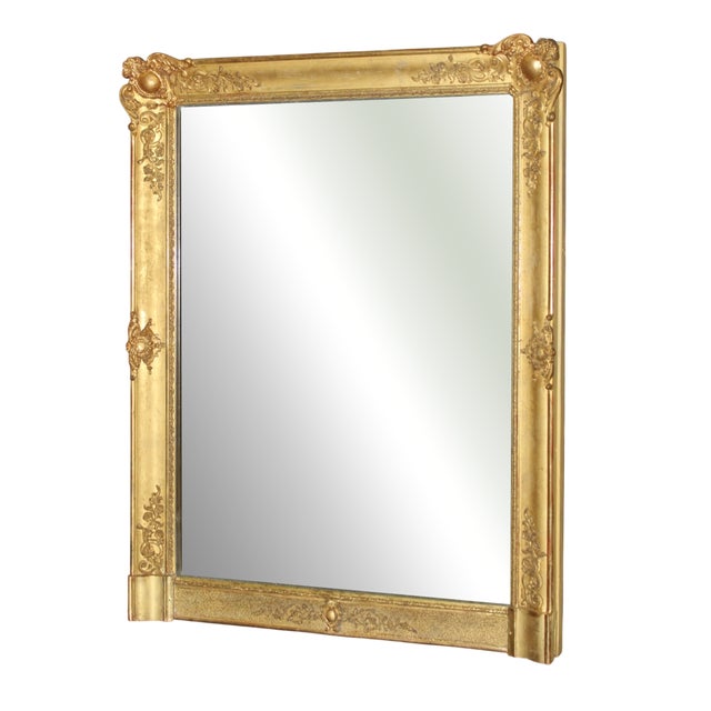 Antique Mirror in Gilded Stucco, 1800s For Sale