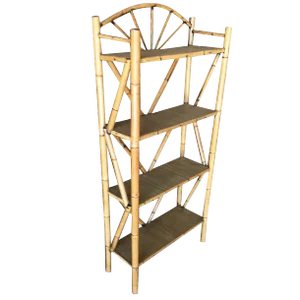 Restored Aesthetic Movement Tiger Tortoise Bamboo 4-Tier Corner Shelf W/ Crown