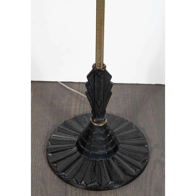 Art Deco Skyscraper Style Floor Lamp in Solid Brass and Black Enamel For Sale In New York - Image 6 of 9