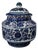 Blue and White Porcelain Lidded Jar, Interlocking Lotus Floral Pattern Storage Canister For Sale