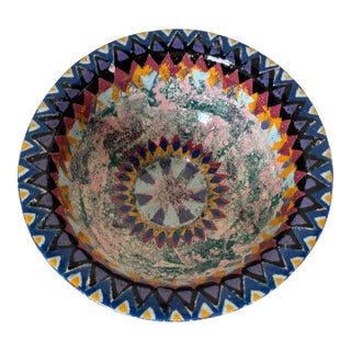 1986 Vintage Hand Painted "Carnival Bowl" by Richarel Friviaccy For Sale