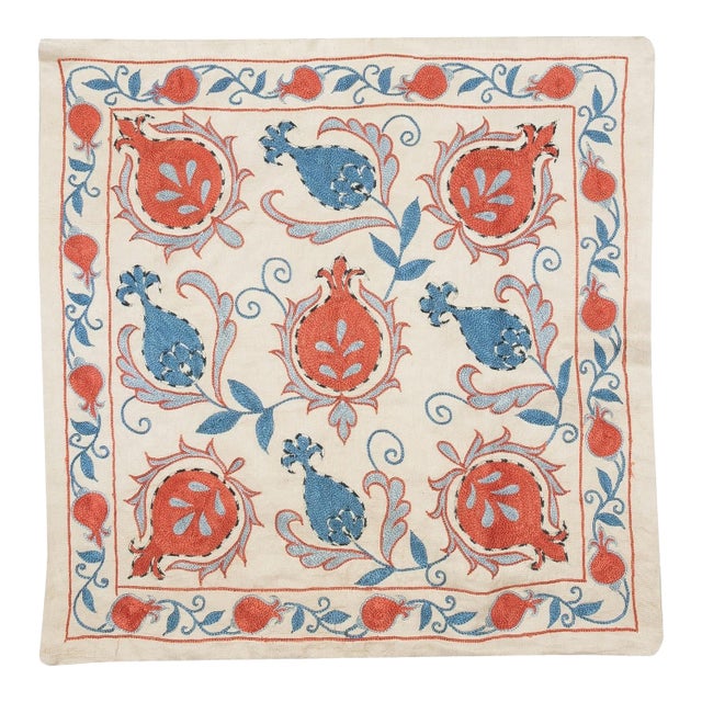 20"x20" 100% Silk Embroidered Pillow Cover. Contemporary Handmade Cushion Cover For Sale