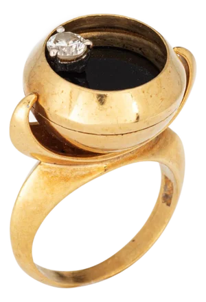 1970s A Castelo Spinner Ring C1976 Vintage 18k Yellow Gold Diamond Sz 5 Kinetic