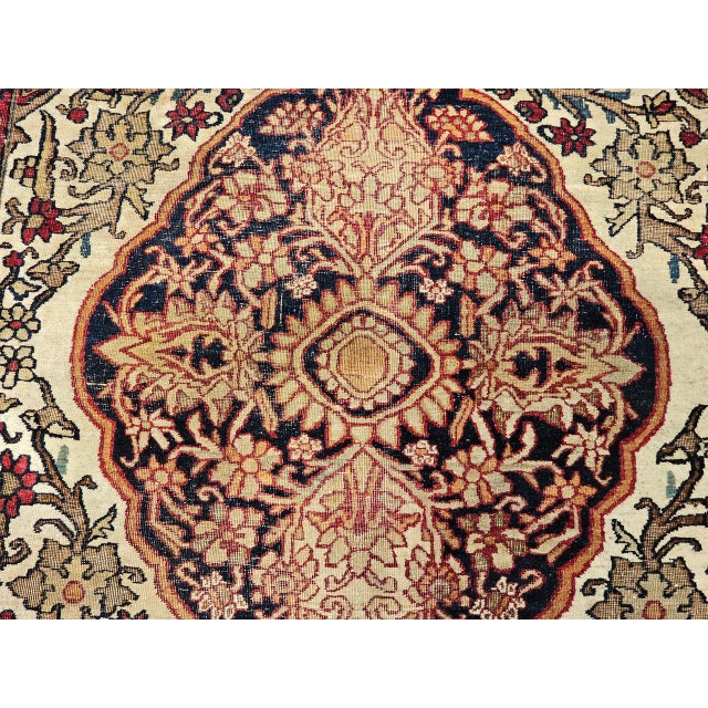 19th Century Persian Kerman Lavar Rug, Hand-Knotted Wool, Floral Design, Burgundy & Ivory, 4x6 For Sale - Image 18 of 18