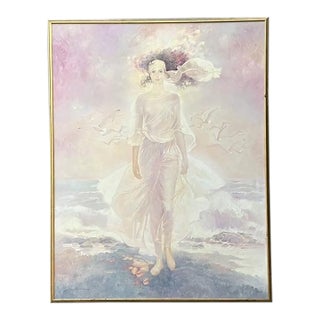 Vintage Monumental Original Abstract Figurative Oil Painting on Canvas For Sale