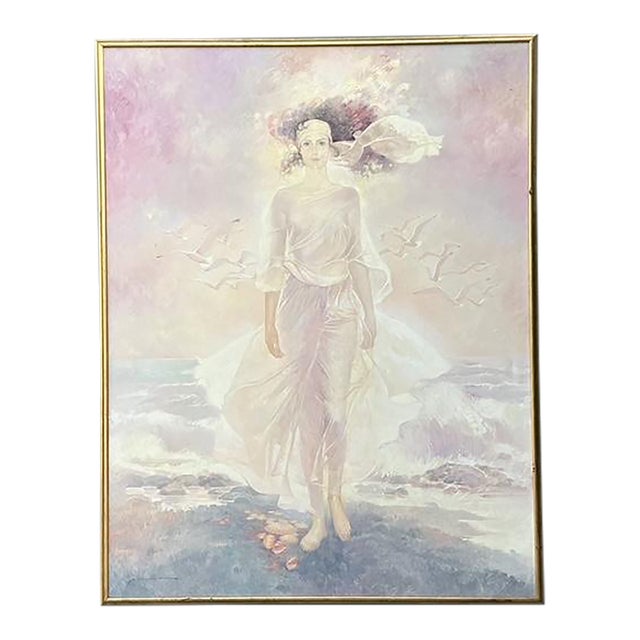 Vintage Monumental Original Abstract Figurative Oil Painting on Canvas For Sale