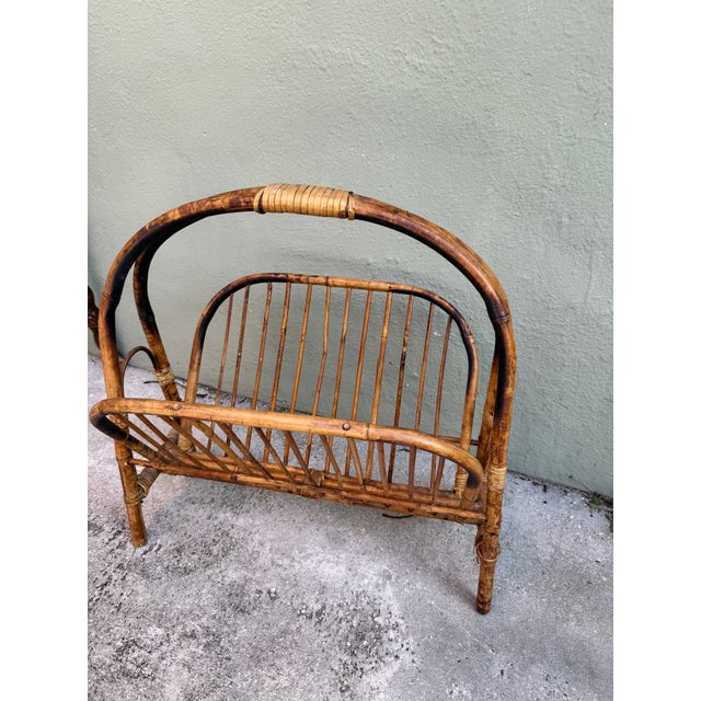 Rustic European Late 19th Century Tortoiseshell Bamboo Magazine Rack — Antique Asian Chinoiserie For Sale - Image 3 of 6
