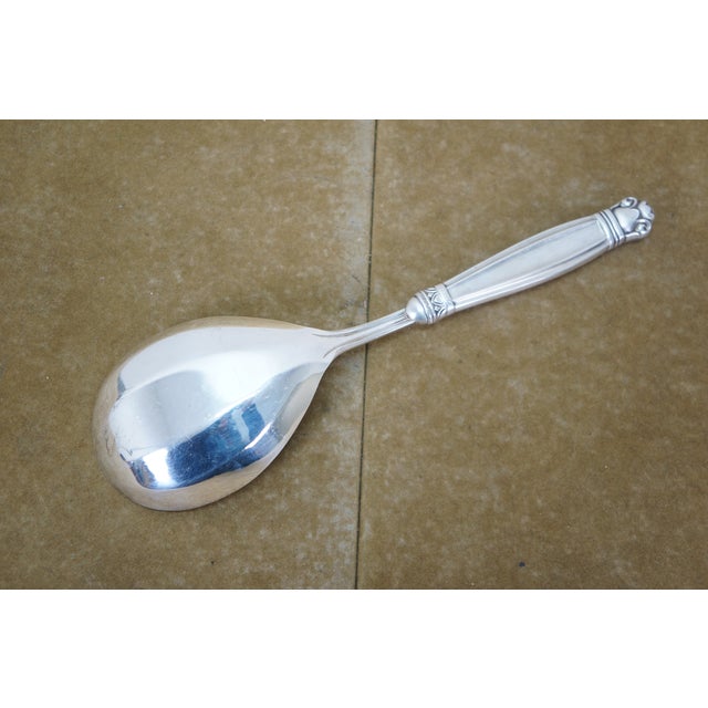 Late 20th Century Manchester Copenhagen Sterling Silver 925 Grooved Serving Spoon 9" For Sale - Image 12 of 12