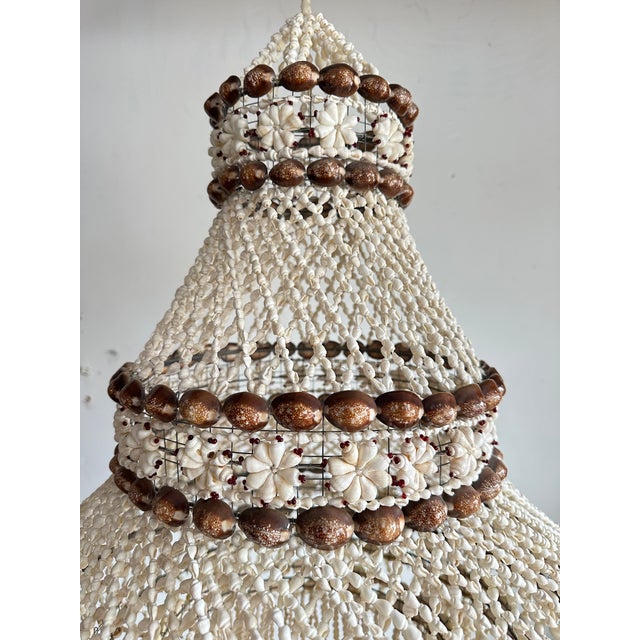 1970s Palm Beach Boho Cowrie Shell 6 Foot Hanging Planter For Sale - Image 5 of 9