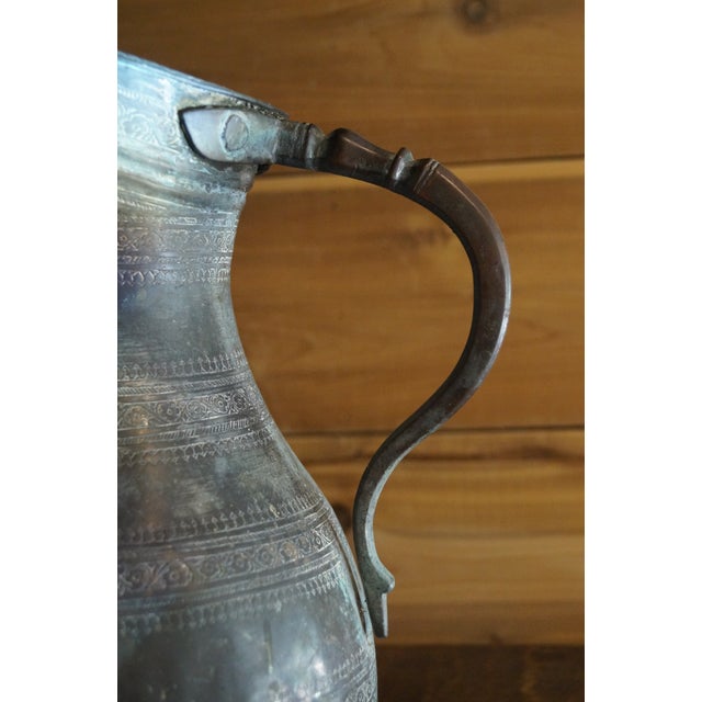 1920s 1920s Persian Tin Washed Copper Water Pitcher For Sale - Image 5 of 9