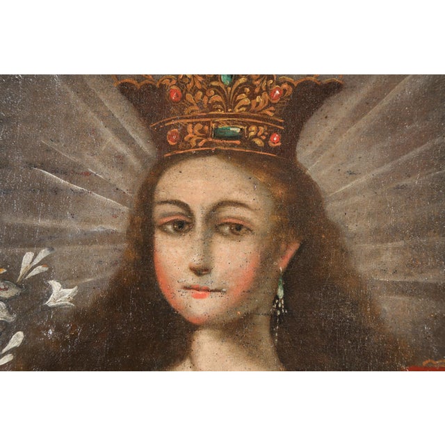 Madonna and Child, Oil on Canvas, 19th Century For Sale - Image 12 of 15