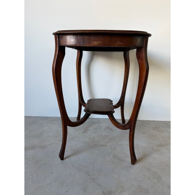 Brown Antique Mahogany Two-Tier Serpentine Accent Table For Sale - Image 8 of 13