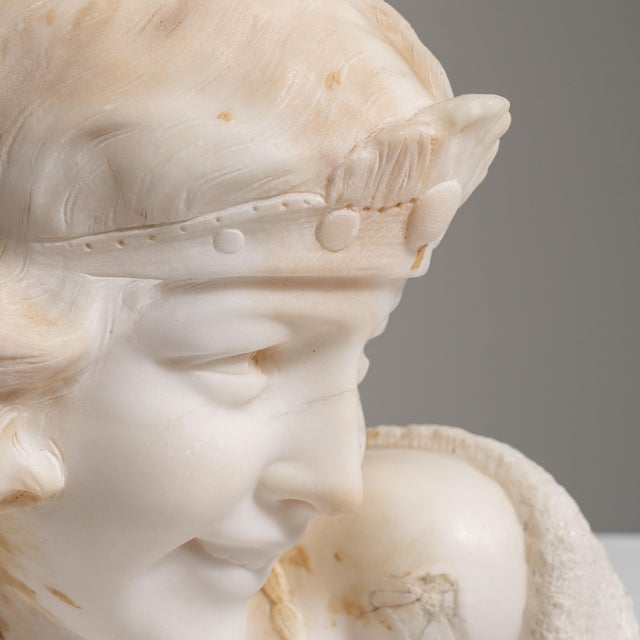1900s French Antique White Art Nouveau Marble Bust by Boilay For Sale - Image 9 of 15