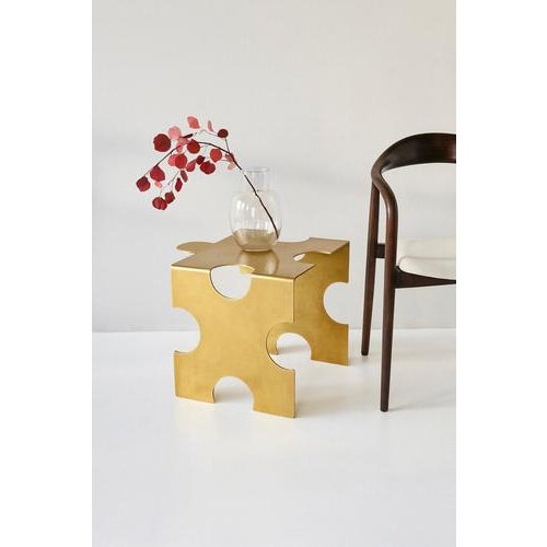 Contemporary Puzzle Coffee Table in Brushed Brass by Veliento For Sale - Image 3 of 6