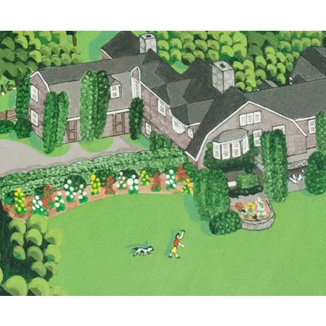 Delightful estate rendering by society artist, Stuart Hinrichs of Greenwich, Ct signed 'Stuart' & dated July (7), 84!~