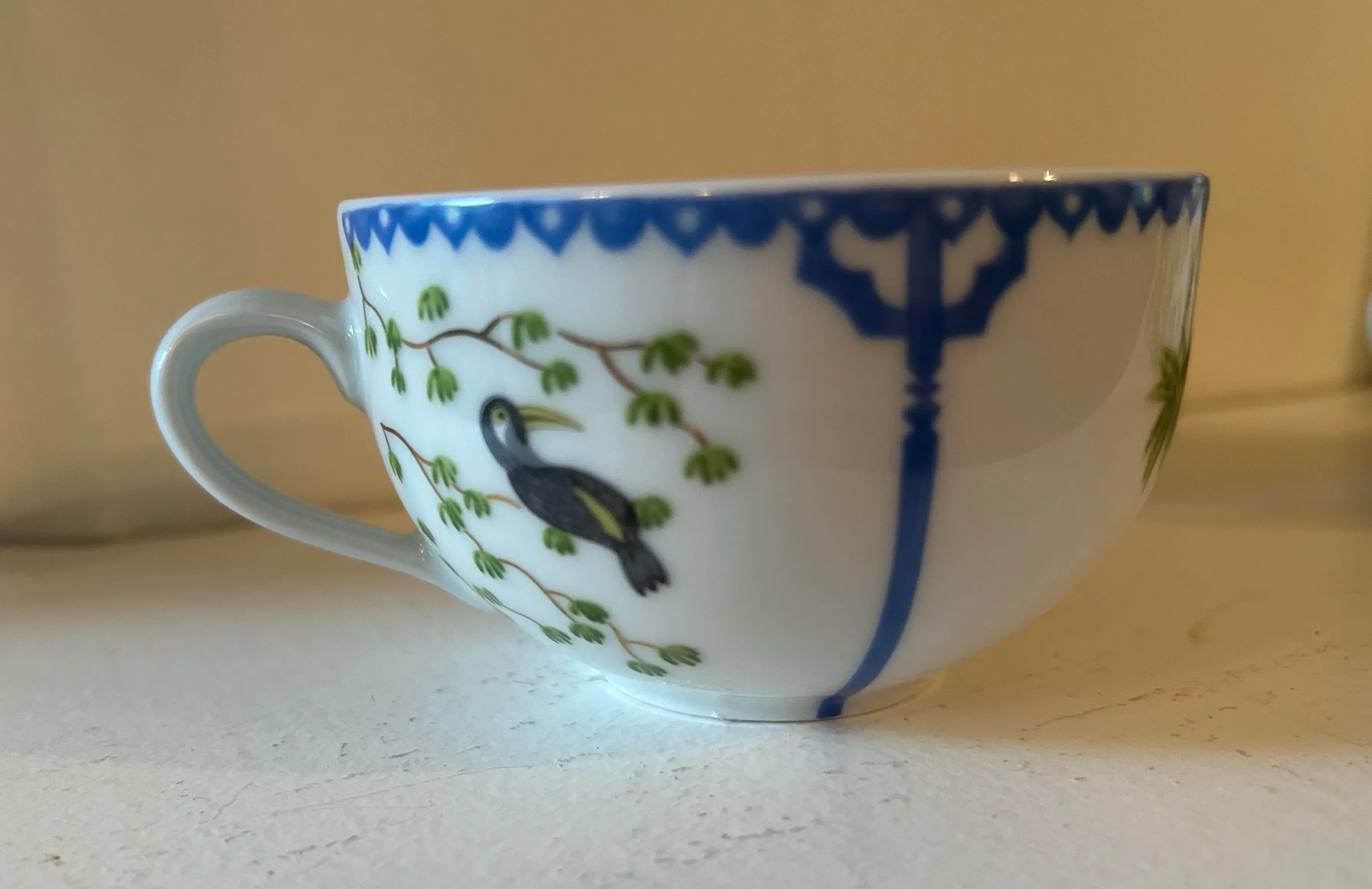 1990s Philippe Deshoulieres Caraibes Tropical Pattern Cups- Set of