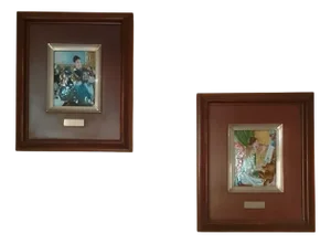 Fired Enamel Reproductions in Wooden Sterling Silver Frames after Manet and Renoir, 1990s
