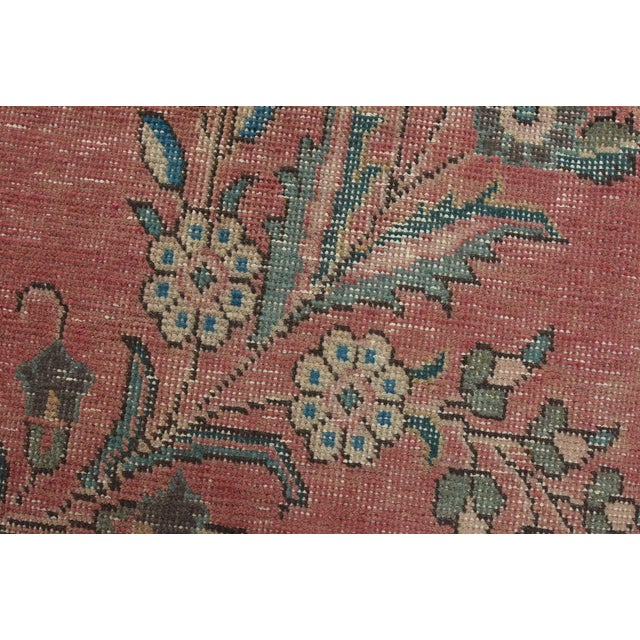 Tabriz Rug 9’5” X 12’5” Pink Wool Vintage Distressed Hand-Knotted Carpet For Sale - Image 4 of 15