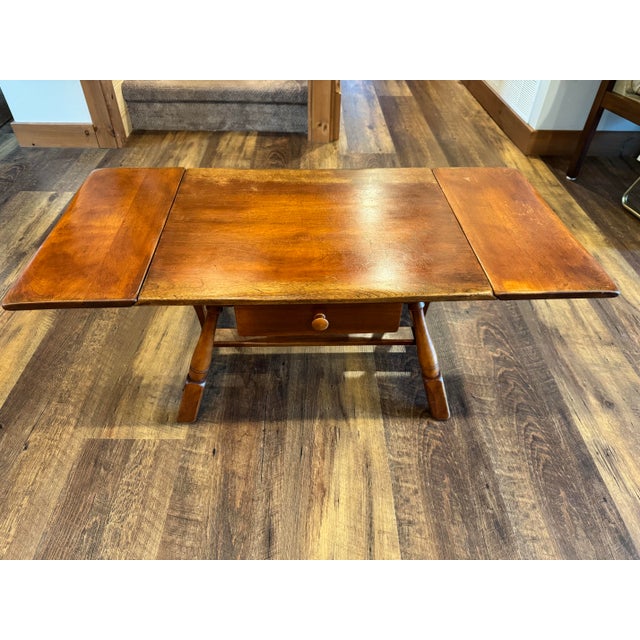 Mid 20th Century Mid-Century Cushman Colonial Creations Maple Drop-Leaf Coffee Table. Single Drawer For Sale - Image 5 of 6