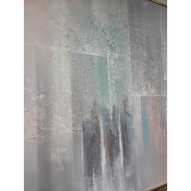 Lee Reynolds Signed Large Abstract Contemporary Painting, Framed, Lilac, Gray For Sale - Image 4 of 17
