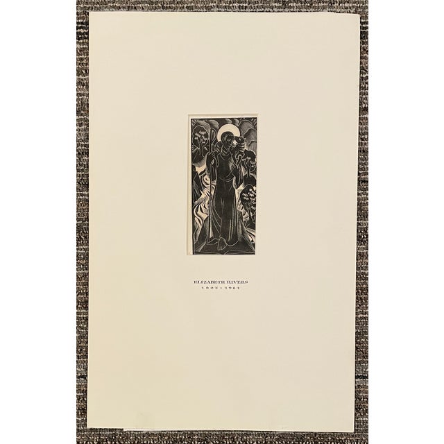 Elizabeth price (British, 1903-1964) "St John the Baptist" wood engraving, unsigned. Matted in an older mat with the...