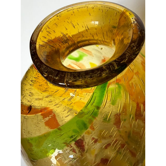 Glass Mid 20th Century Tall Yellow Hand-Blown Glass Bottle in Murano Style For Sale - Image 7 of 17