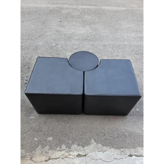 Chest of Drawers with Black Leather Stool by Guido Faleschini for I4 Mariani, 1970, Set of 3 For Sale - Image 9 of 12