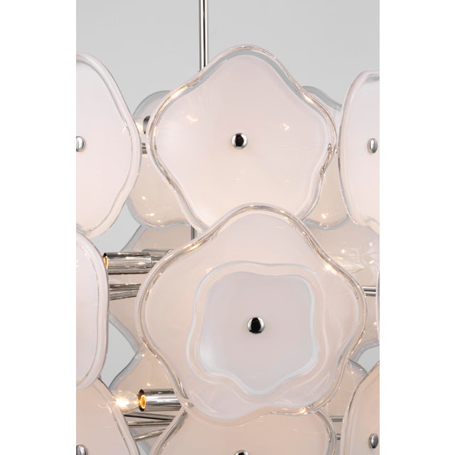 Transitional Kate Spade New York for Visual Comfort Signature Leighton Large Barrel Chandelier in Polished Nickel with Cream Tinted Glass For Sale - Image 3 of 4