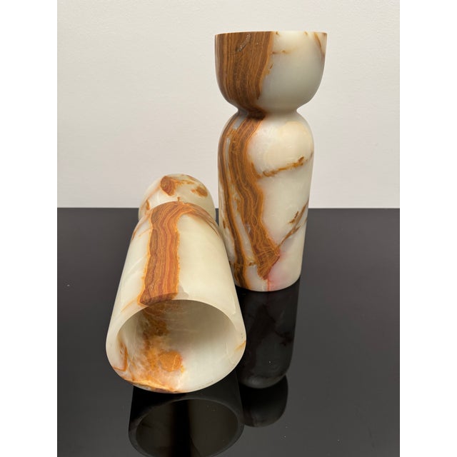 Early 21st Century Pair of Stone Candle Holders for Pillar Candles For Sale - Image 5 of 12