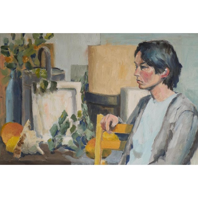 Modern Jacques van Loock, Portrait of a Sitting Woman, Oil on Canvas, 1950s For Sale - Image 3 of 12