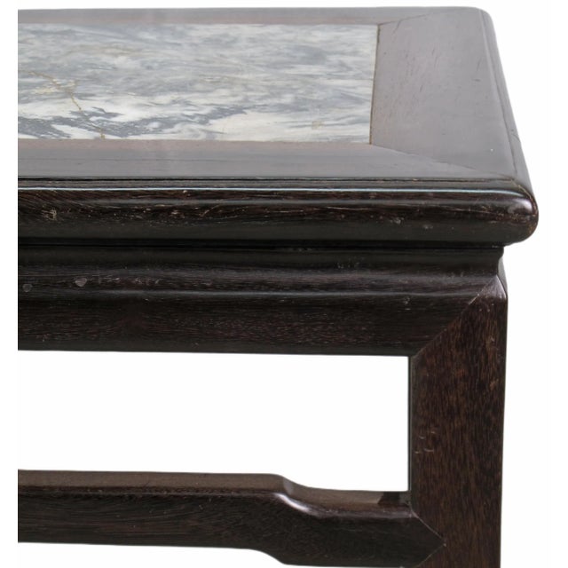 Late 19th Century Antique Marble Top Square Dark Brown Accent Table or Stool For Sale - Image 5 of 6