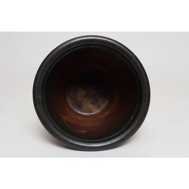 Metallic Slate and Matte Red Glaze Variegated Ceramic Planter by Deanna Nichols For Sale In New York - Image 6 of 18