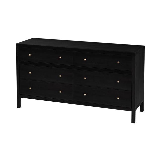 Black Nora 60 in W. Rectangular Wood 6 Drawer Dresser, Antique Coffee For Sale - Image 8 of 8