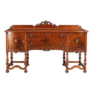 Antique European Walnut Burl Sideboard For Sale