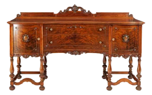 Antique European Walnut Burl Sideboard