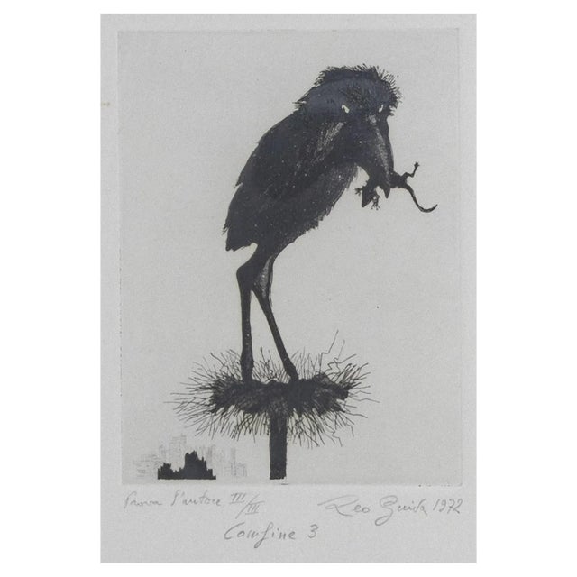 Leo Guida, Border 3, Original Etching on Paper, 1972 For Sale