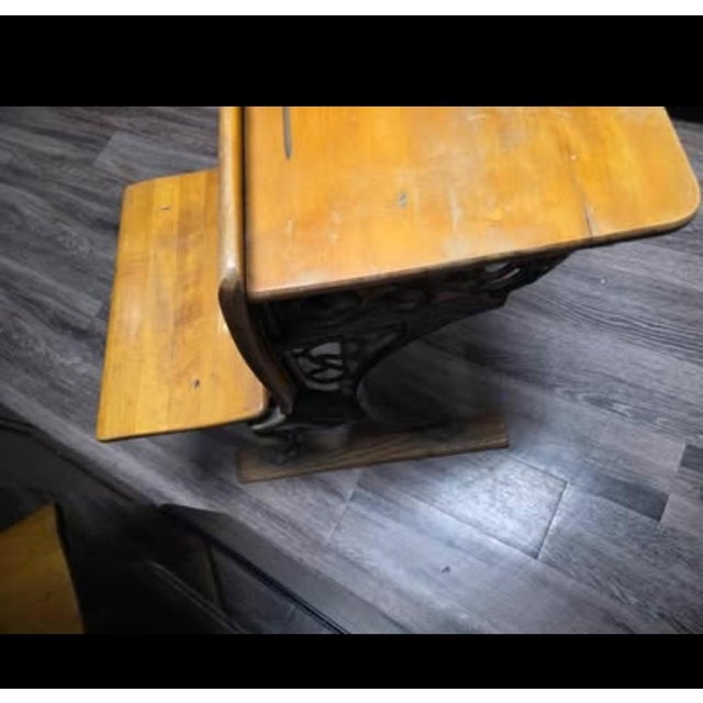 Brown Authentic 19th-Century Cast Iron and Wood School Desk – Grand Rapids, MI (1885) For Sale - Image 8 of 8