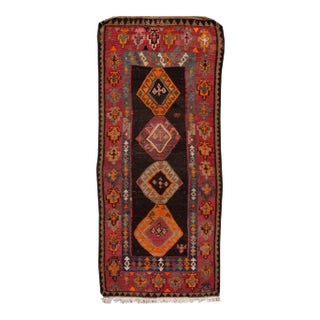 Mid-20th Century Vintage Kilim Rug 4' 10" X 11' 4'' For Sale